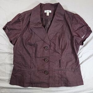 Dressbarn Women's Short Puff Sleeve Plum Jacket